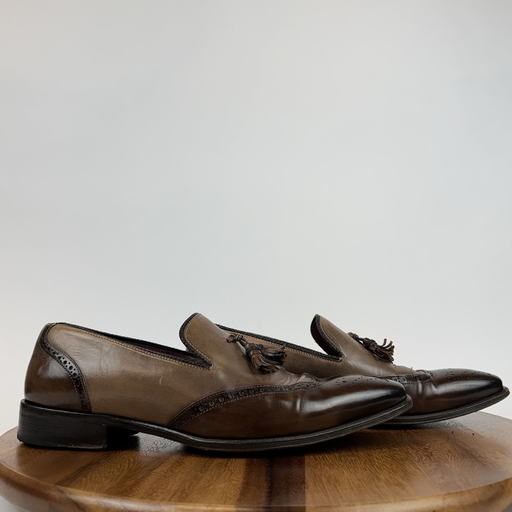 Mens Mezlan Divo Brown Perforated Leather Wingtip Tassel Loafers Shoes Size 8 M